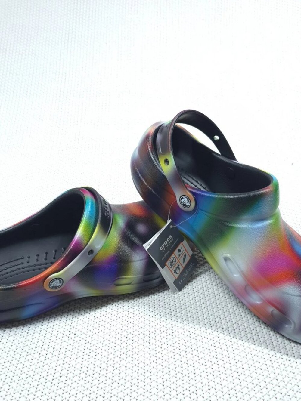 Crocs Bistro Shoes Clog Neon Tie Dye Adult Sz M13/W15 Slip Resistant Work Unisex